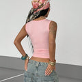 Summer Letter Print U-Neck Tank Top Sleeveless Slim Fit Casual Streetwear Y2K Vintage New Trendy Women's Cropped Vest