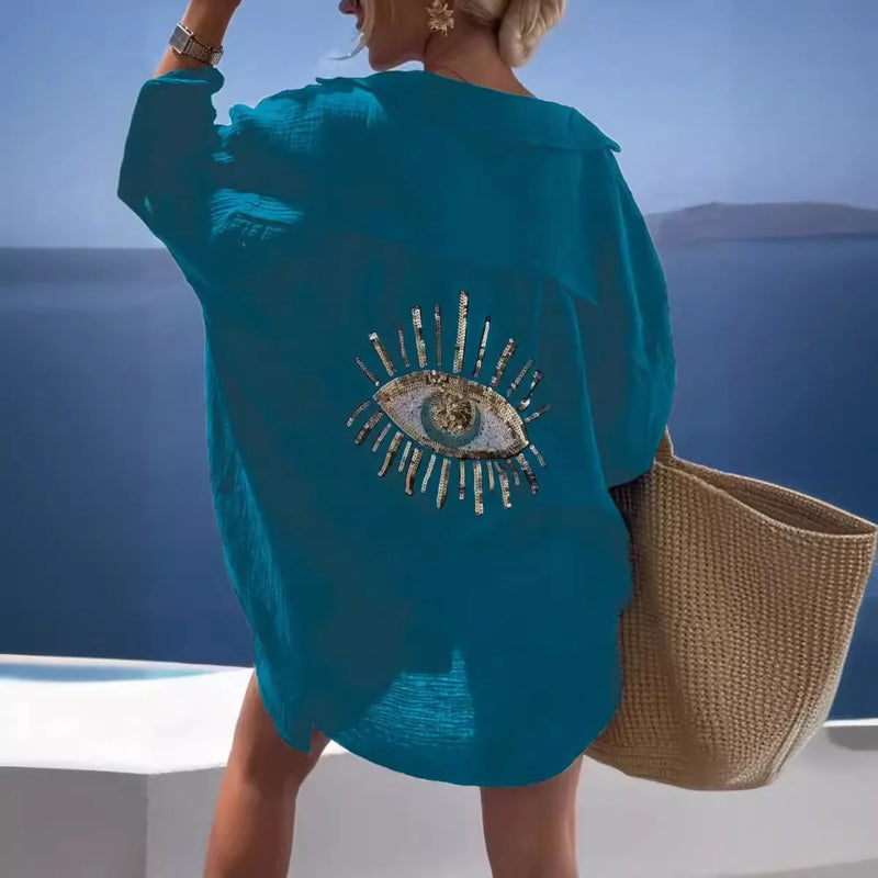 Evil Eye Casual Shirt Women's Fashion Beach Style Loose - View 4 | SAMAG