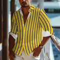 New Men's Long Sleeve Shirt Wave Button Casual Street | SAMAG
