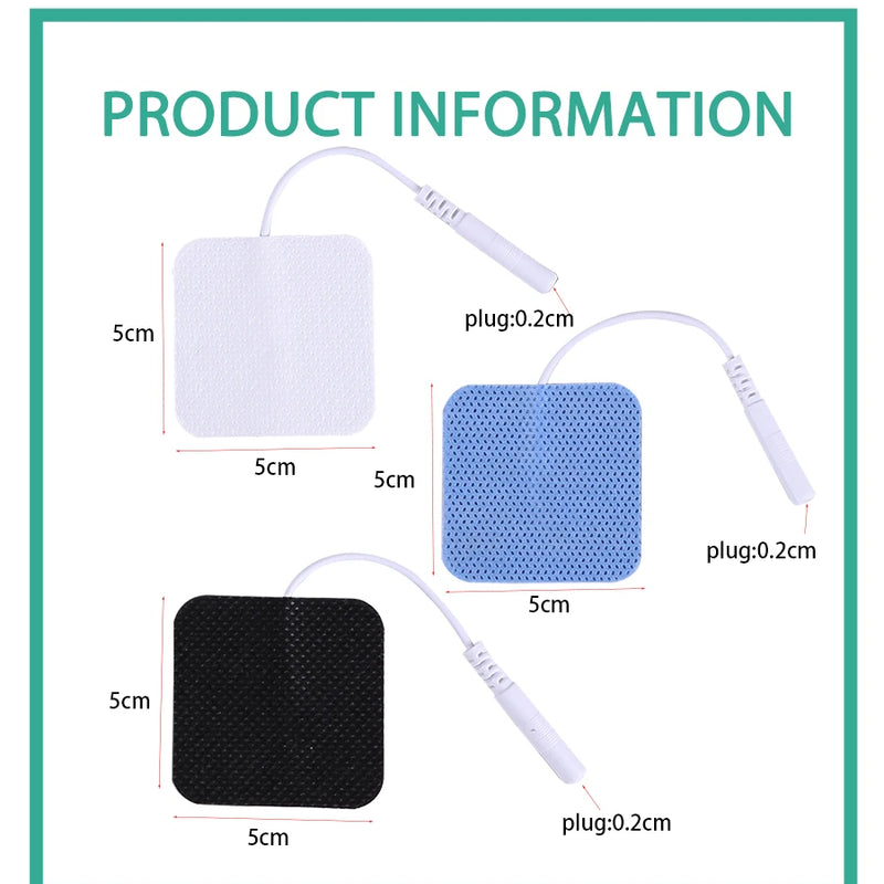 10Pcs 2mm Plug Non-woven Fabric Reusable Self Adhesive Electrode Pads Conductive Gel Pad Body Digital  Massager