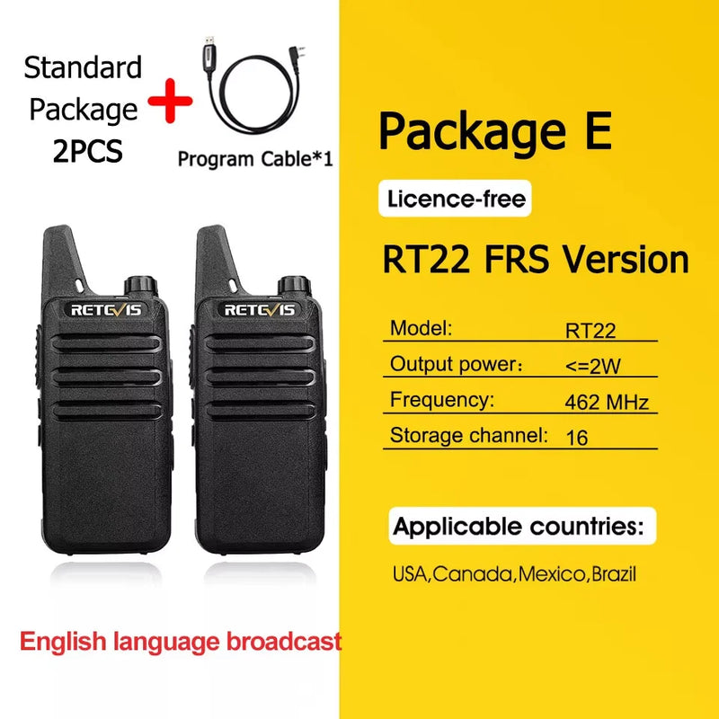 Retevis RT622 Mini Walkie Talkie 2pcs PMR446 Portable Two-way Radio PTT Walkie talkies Communication Radio for Restaurant Hotel