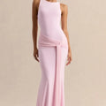 Elegant Mermaid Evening Dress Draped Detachable Cape | SAMAG