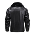Fur Collar Men Faux Leather Jacket Winter Fleece Lined Biker Jackets Fashion Motorcycle Leather Coat Outwear Casual Streetwear