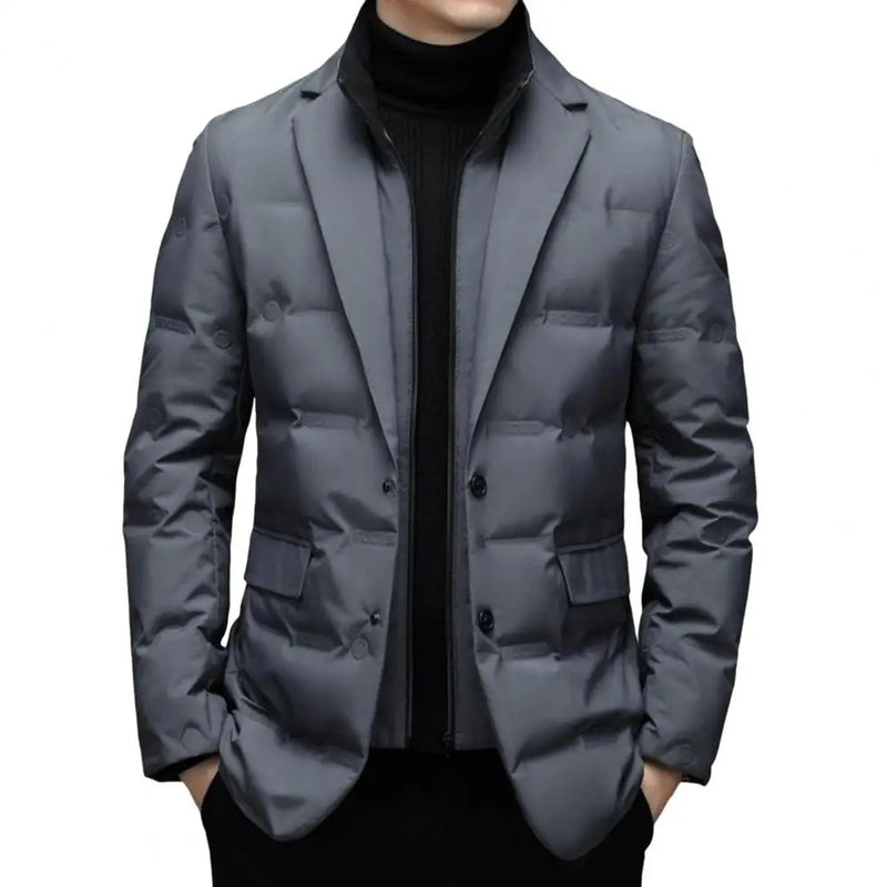 Winter Men's Coldproof Windproof Down Jacket Suit Scarf Collar Simple Down Jacket  Male Clothing