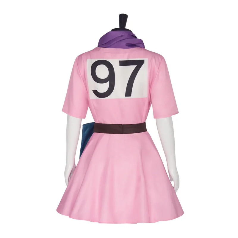 Anime Bulma Cosplay Costume Pink Dress Uniform Kawaii Girls Purple Scarf Belt Bag Costume Girls Full Set Party for Women