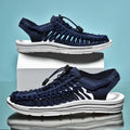 Summer Men Sandals Women Slippers Weaving Design Beach Sandals Breathable Casual Flat Sandals Outdoor Couples Sandals Size 48