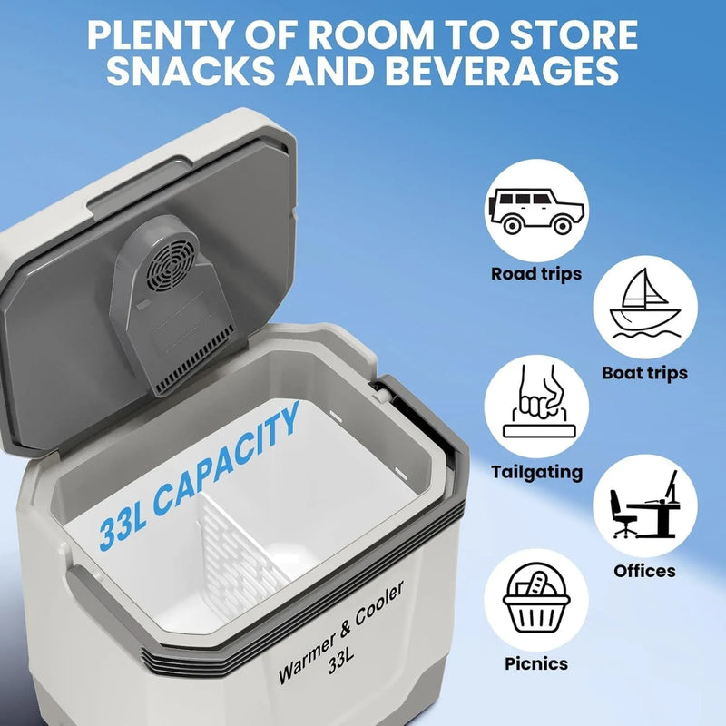 35 Quart/33 L Portable Electric Cooler Warmer 12V DC & 110V AC Car Refrigerator