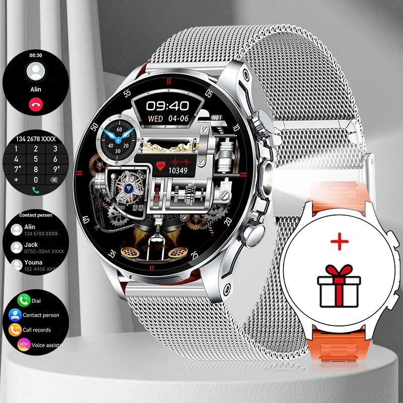 New Business Smart Watch Men LED Flashlight Bluetooth Call Heart Rate Sleep Monitor Outdoor Sports Fitness Waterproof Smartwatch