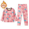 2-piece Autumn And Winter Children's Plush Thick Warm Home Underwear Set For Boys And Girls Fun And Cute Tops Comfortable Pants