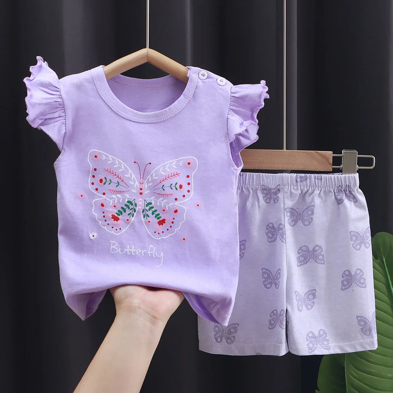 Baby Girls Clothes Sets For Kids Cartoon T - shirt+Short - View 6 | SAMAG