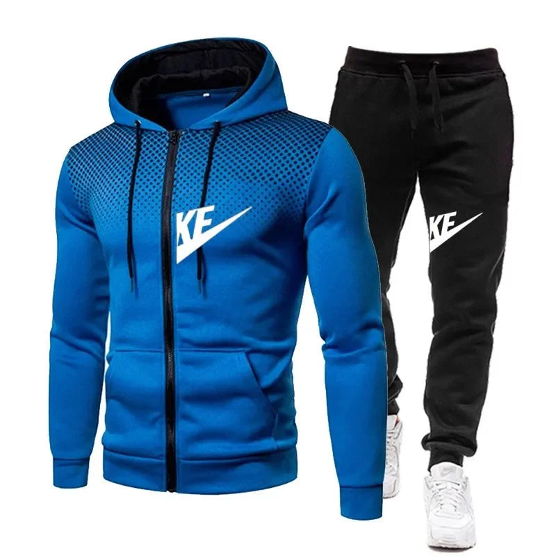 Autumn and winter zipper hooded sweatshirt + long pants set for men's new fashion casual outdoor fitness two - View 5 | SAMAG
