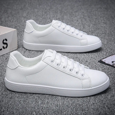 Men's Vulcanized Shoes Casual Low Top Flat Sneakers White | SAMAG