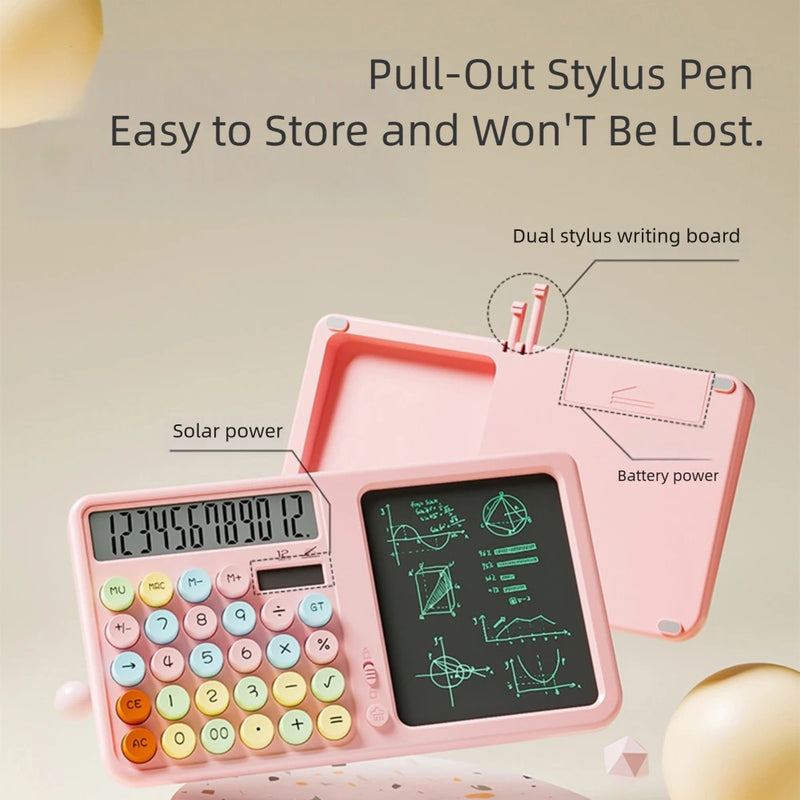 Writing Tablet Calculator Solar Powered LCD Notepad With Writing Padeye-Protection LCD Paperless Design Protecting Children Eyes