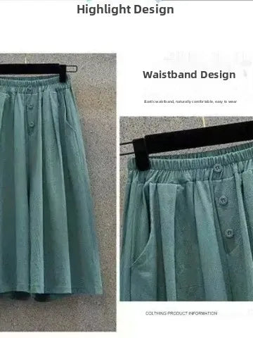 Summer Loose Fit plus Size Women's Pants Thin Seven-Foot-Length High Waist Trousers Cover Hip Korean Sle Casual Faion