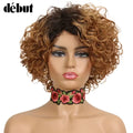 Debut Ombre Short Curly Human Hair Wigs Remy Short Bob Wigs 100% Human Hair Cheap Pixie Cut Human Hair Full Wigs For Black Women
