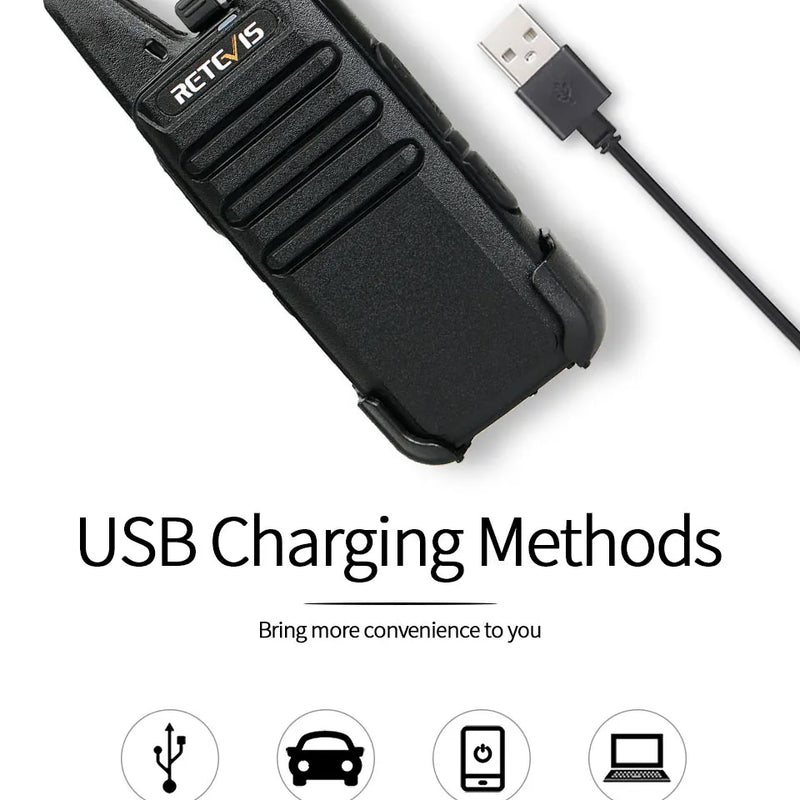 Retevis RT622 Mini Walkie Talkie 2pcs PMR446 Portable Two-way Radio PTT Walkie talkies Communication Radio for Restaurant Hotel