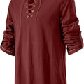 Men Medieval Lace Up Linen Long Sleeve Tunic Viking | SAMAG