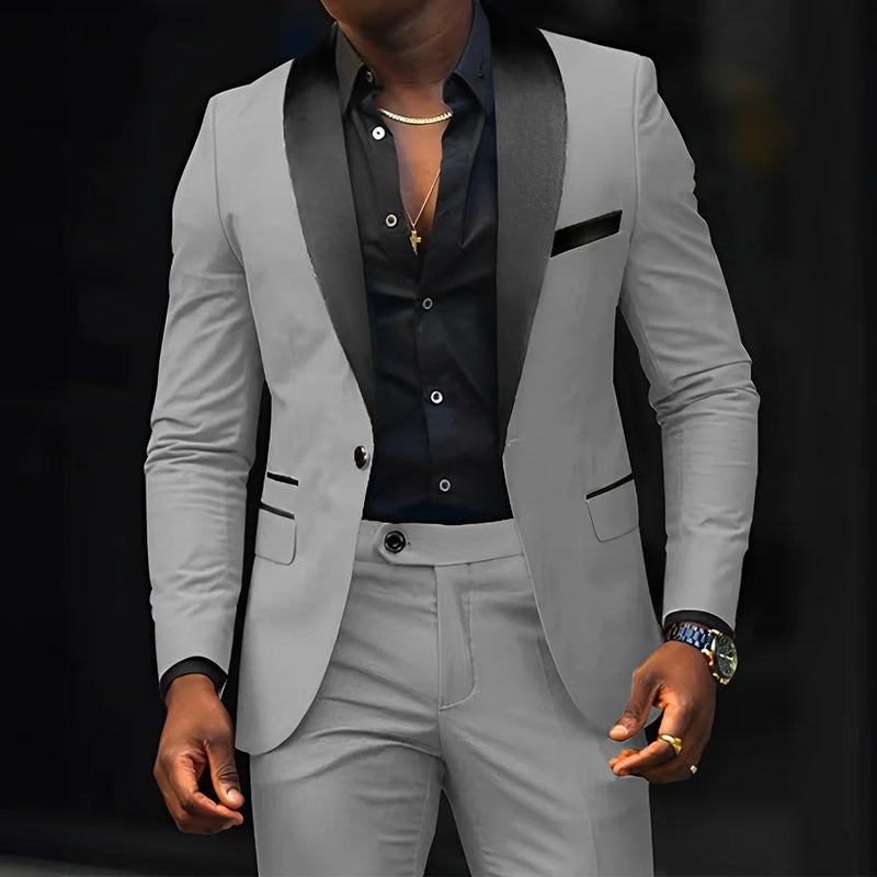 Men's slim-fit Suit 2-piece Wedding Groom Tuxedo Shawl | SAMAG