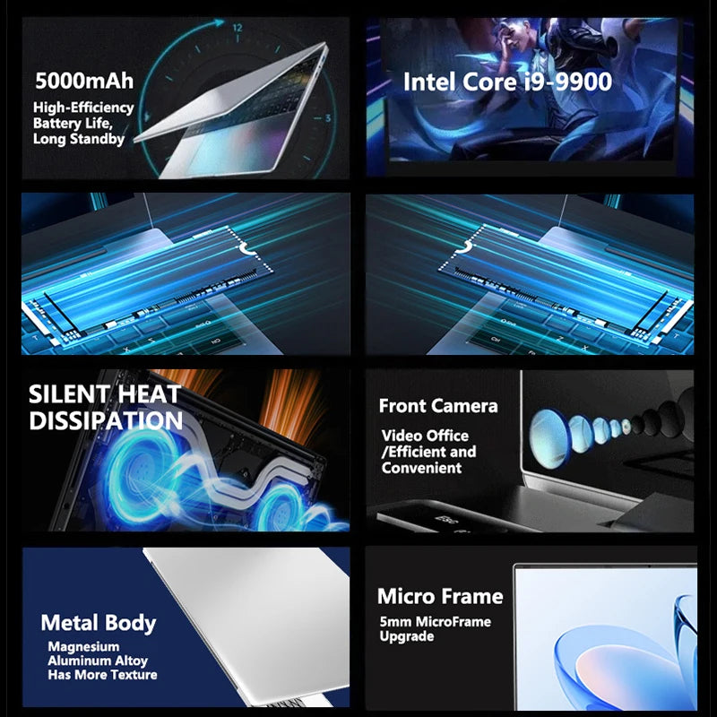 Intel i9 9900 15.6 Inch Ultra Slim Gaming Laptop 32GB RAM 512GB 1TB SSD 8C 16T 5GHz 1920x1080 Office Study Pro Max