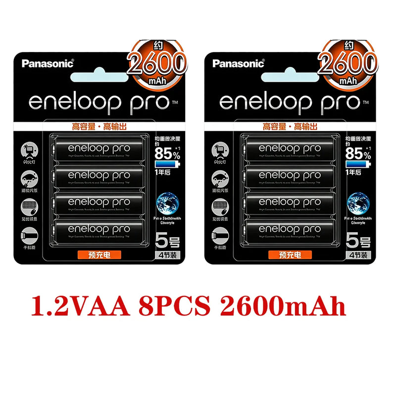 Genuine Panasonic Eneloop Pro AA 2600mAh 1.2V Ni-MH Pre-Charged Rechargeable Batteries for Camera Flashlight Toys