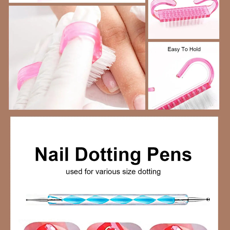 Gel Nail Polish Set for Beginner 6 PCS 8ML Glitter Art Gel Varnish with Base Coat Top Coat and UV Lamp for Manicure Salon Tools