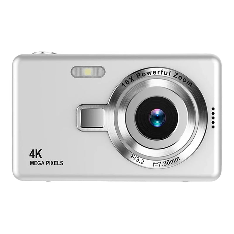 4K HD Digital Camera 16X Digital Zoom Compact CCD Camera Portable Vintage Vlog Camera for Students Travel 2.4 Inch IPS Screen