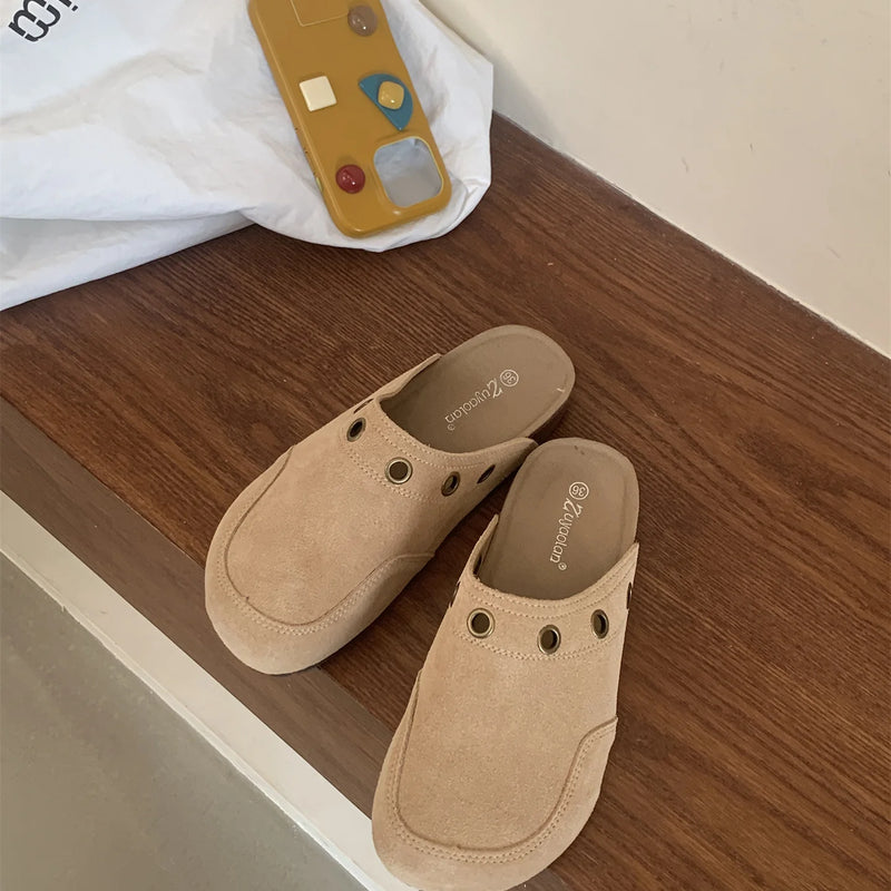 Suede Women's Clogs with Adjustable Strap Cork Footbed Leather Mules with Arch Support Unisex Outdoor Clogs Potato Shoes