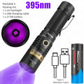 20W 395/365nm UV Flashlight USB Rechargeable Blacklight Curing Cat Tinea Pet Urine Stain Marker Leakage Ore Money Scorpion Light