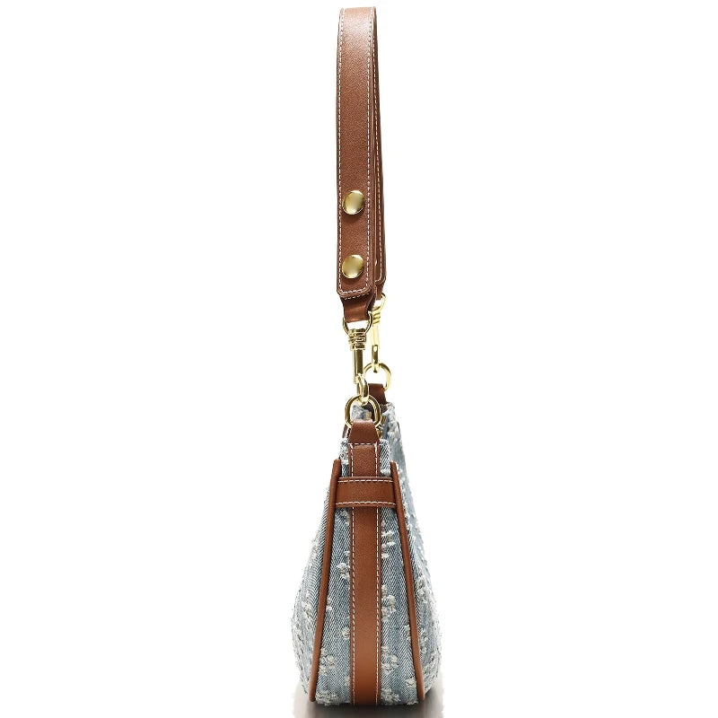 Fashion Denim Hobo Bag 2026 Spring/summer Youth Sweet Crescent-shaped Shoulder Bag Large Capacity Zipper Commuter for Work