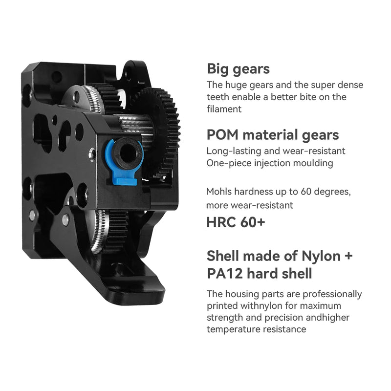 HGX LITE Extruder Dual Gear Extruder Hard Steel Reduction Gear High Speed Motor 3D Printer Parts for CR10 CR 10S Ender3 V2 VORON
