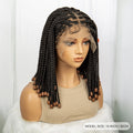 14inch Synthetic Lace Front Bob Braided Wig with Beads Short Box Braided Wigs Knotless Braided Wigs with Baby Hair for Women