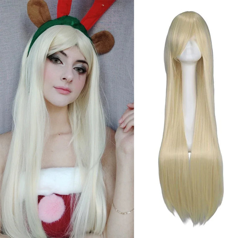 QQXCAIW Long Straight Cosplay Wig Black Purple Black Red Pink Blue Dark Brown 100 Cm Synthetic Hair Wigs