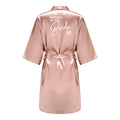 Wedding Party Team Bride Robe Kimono Satin Pajamas Bridesmaid Bathrobe With White Letters YE8171