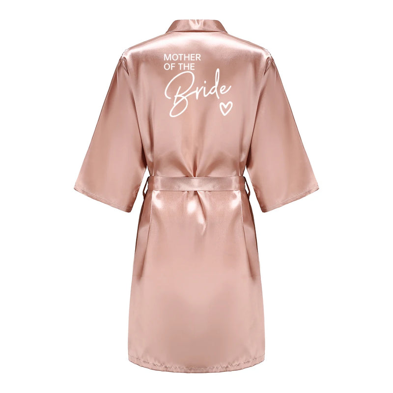 Wedding Party Team Bride Robe Kimono Satin Pajamas Bridesmaid Bathrobe With White Letters YE8171