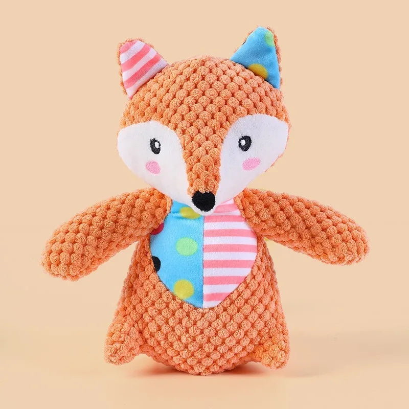 Cute Animal Plush Dog Toy Squeaky Chew Toy Bite Resistant Teeth Cleaning Interactive Puppy Pet Supplies