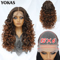 Latisha Lace Frontal Wigs Synthetic 24 Inch Loose Curl Pre Plucked Lace Frontal Wig For Women Highlight With Baby Hair 13X6 Wigs