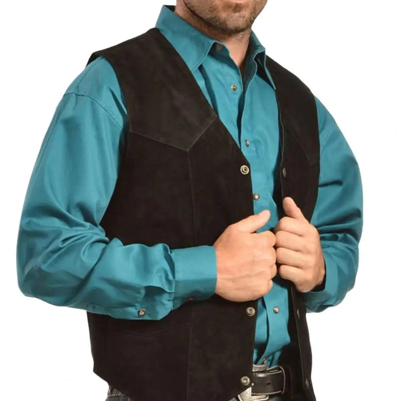 2025 New Men Vests Sleeveless Jackets Cowboy Waistcoat Single Breasted Irregular Men's V-neck Bussiness Jacket Cargo Vest