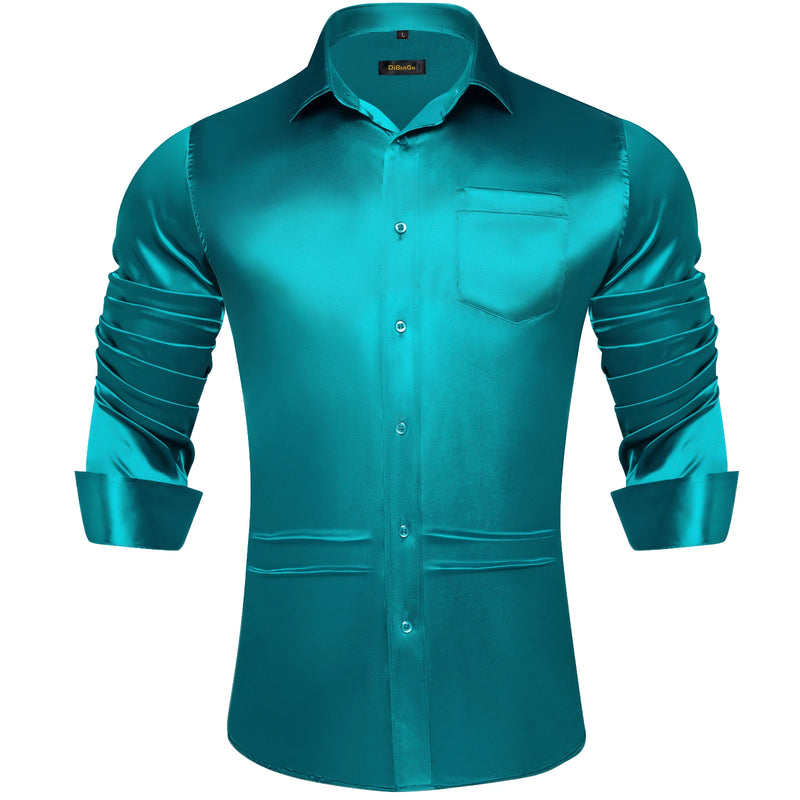 Solid Satin Shirts for Men Sage Green Black Yellow Red | SAMAG