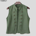 INCERUN Men Vests Striped Stand Collar Sleeveless Open Stitch Male Waistcoats Streetwear 2026 Fashion Casual Crop Vests For Man