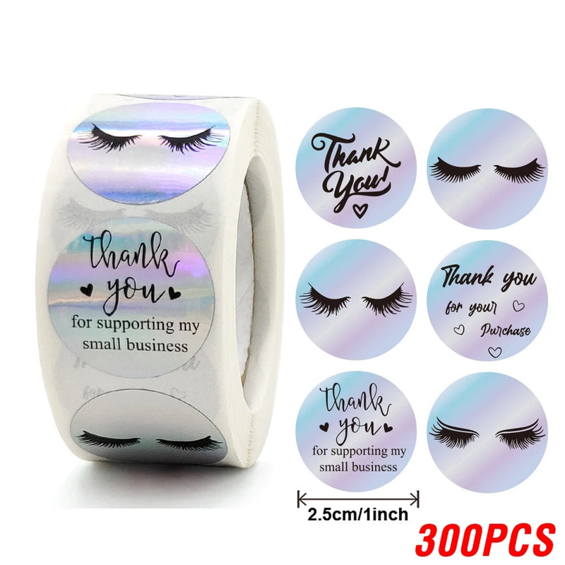 100 - Rainbow Laser Thank You Stickers 1inch Small - View 10 | SAMAG