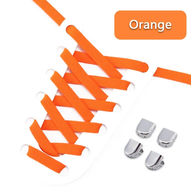 1Pair Elastic Laces Sneakers Tennis Flat Shoelaces No Tie Shoe Laces Without Ties Kids Adult 8mm Wide Shoelace Shoes Accessories