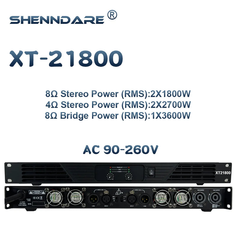 ShennDare XT22500 Professional Power Amplifier 2x2400W 8ohm DJ Subwoofer Amplifier 2 Channel Class D 2X3600W 4Ohm Speaker Preamp