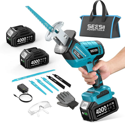 SEESII Reciprocating Saw Cordless Cutting Variable Speed 3500 RPM Brushless Motor with 6 Blades Portable Power Tool | SAMAG