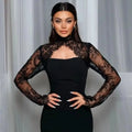 Lucy Lace High Black Trumpet/Mermaid Evening Dress Full | SAMAG