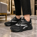Men Chunky Platform Sneakers Breathable Mesh Patchwork Casual Shoes Thick Cushion Non Slip Walking Shoes Lace Up Fashion Streetw