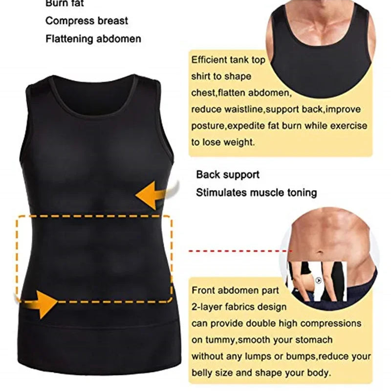2/1 Slimming Vest Men's Slimming Bodysuit Slimming Waist Corset Corset Slimming Vest Slimming Slimming Tummy Trimming Shapewear