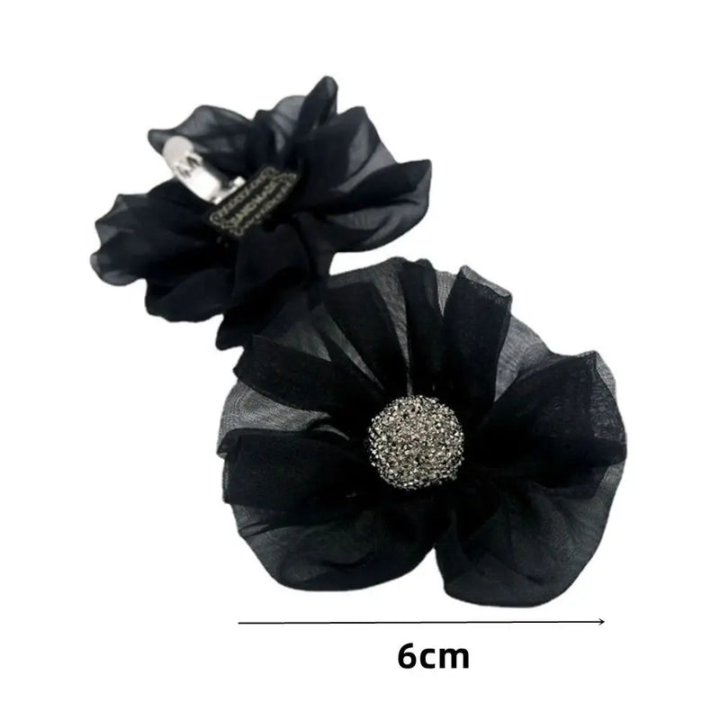 2Pcs/pack Shiny Rhinestone Shoe Clip Silk Flower Bowknot Shoe Decorations  Charm Buckle Wedding Brooch Bride Shoe Accessories