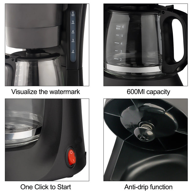 Electric Drip Coffee Machine 600ml/20.3oz Coffee Pot Espresso Maker with 600W Heating for Coffee Tea