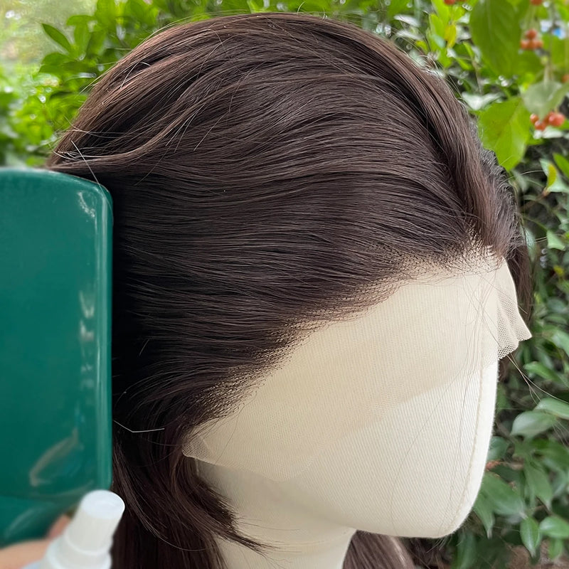 Brown 13x4 Synthetic Lace Front Wigs for Women Cosplay Shoulder Length Short Curly Synthetic Wigs Layers Ponytails Glueless Wigs