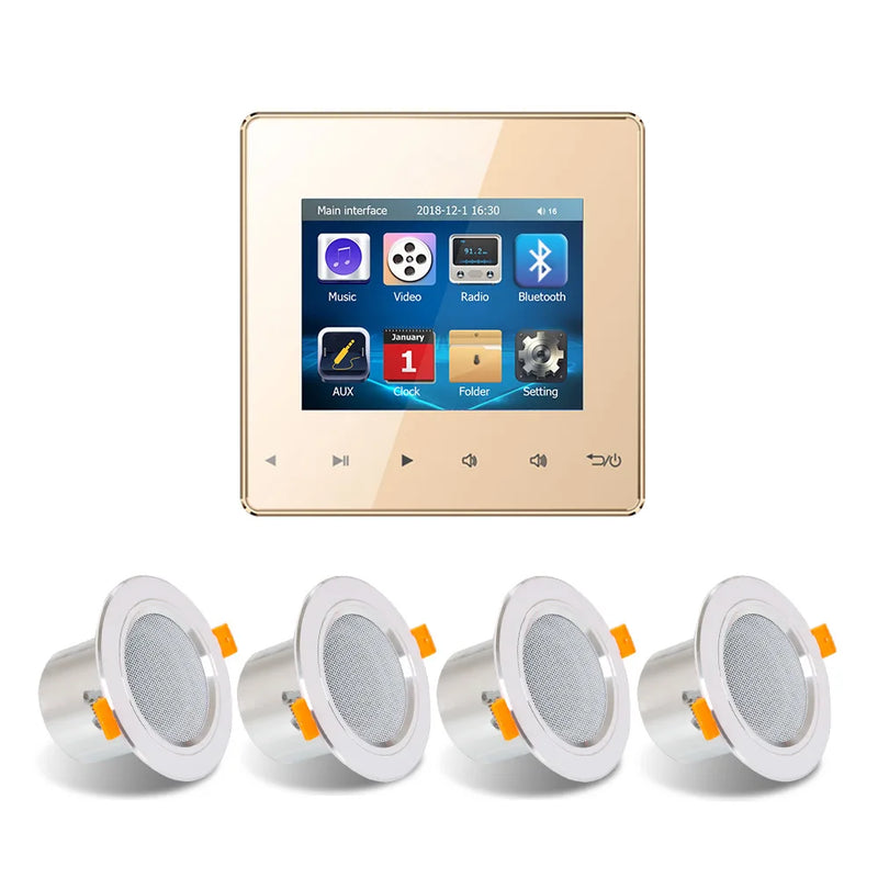 Smart Mini Bluetooth Wall Amplifier Home Theater Sound System with Stereo Ceiling Speaker Background Music for Hotel Residential
